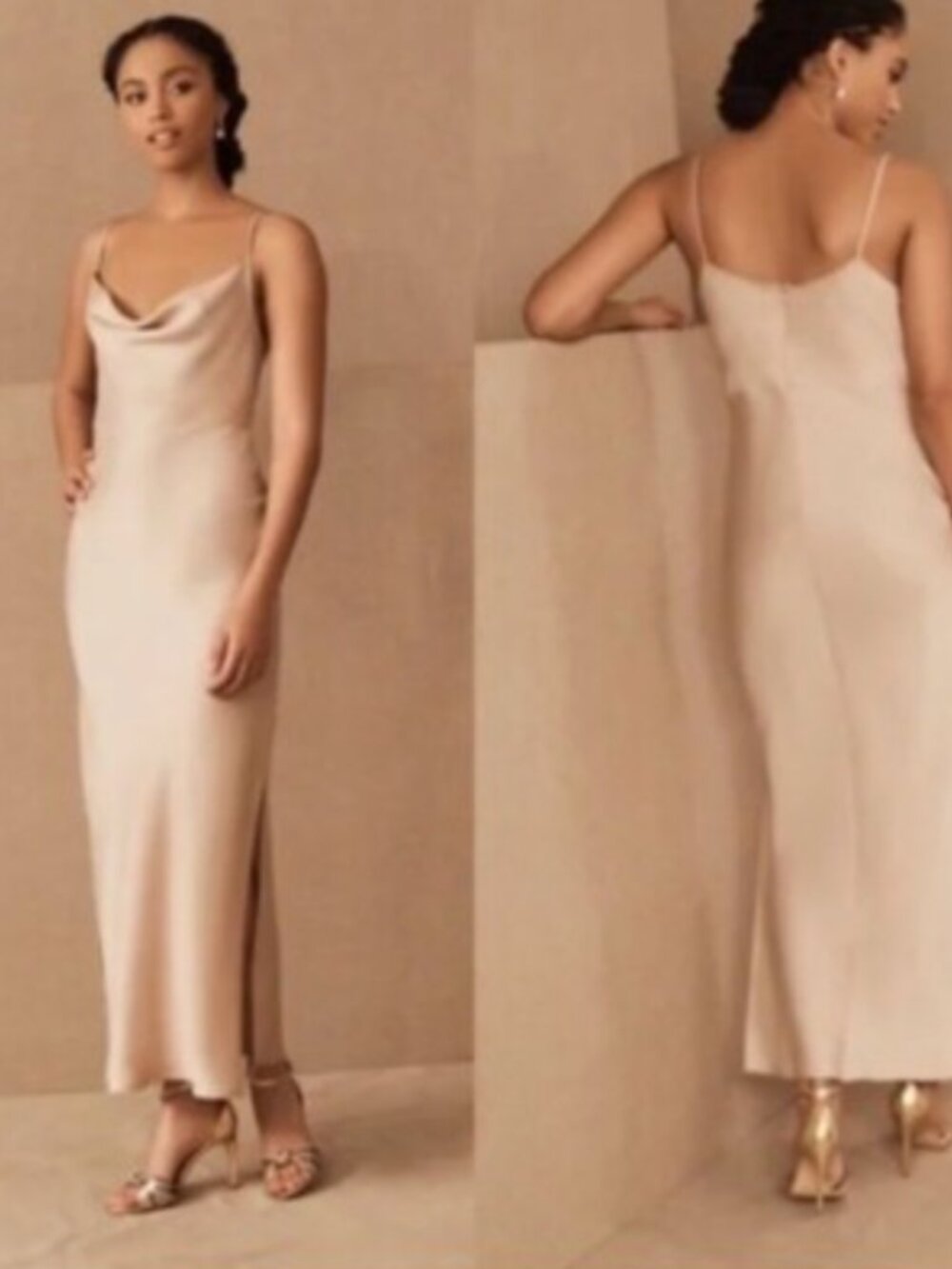 BHLDN Sachin & Babi Cali Satin Oyster Midi Dress Size O